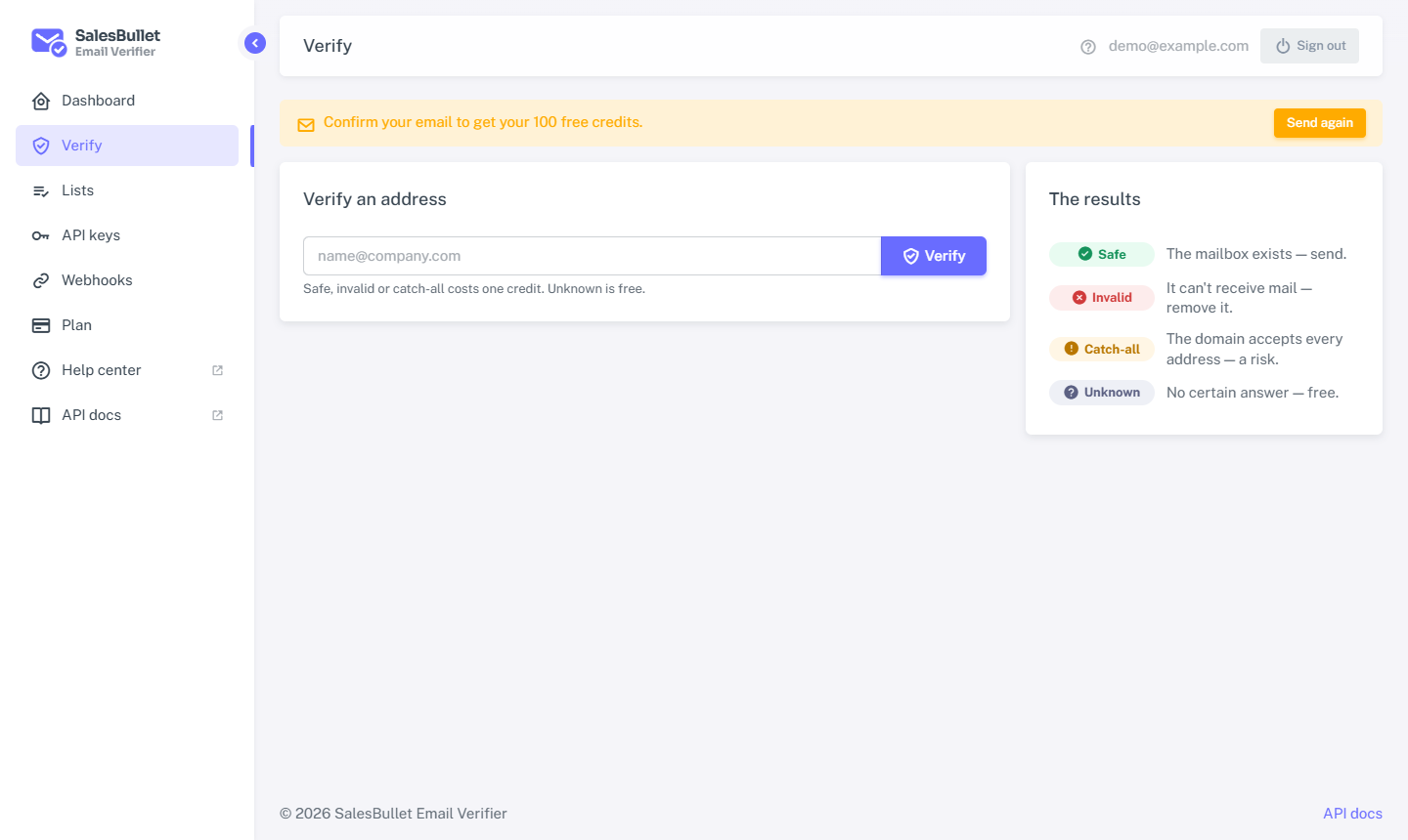 The Verify page
